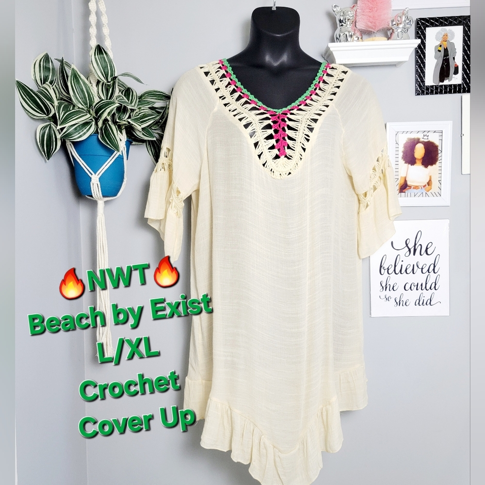 🔥NWT Beach by Exist L/XL Crochet Cover Up